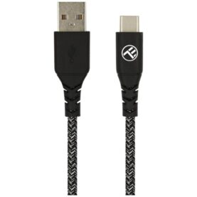 Adatkábel Tellur Green USB to Type-C, 3A, 1m, Nylon, Újrahasznosított műanyag, Fekete