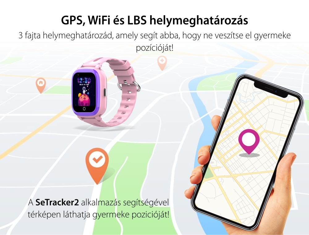 Promóciós csomag 2 darab Wonlex KT24S gyermek okosóra – GPS helymeghatározással, telefon funkcióval, biztonsági zóna (geokerítés), előzmények, névjegyek, csevegés – Rózsaszín + Kék