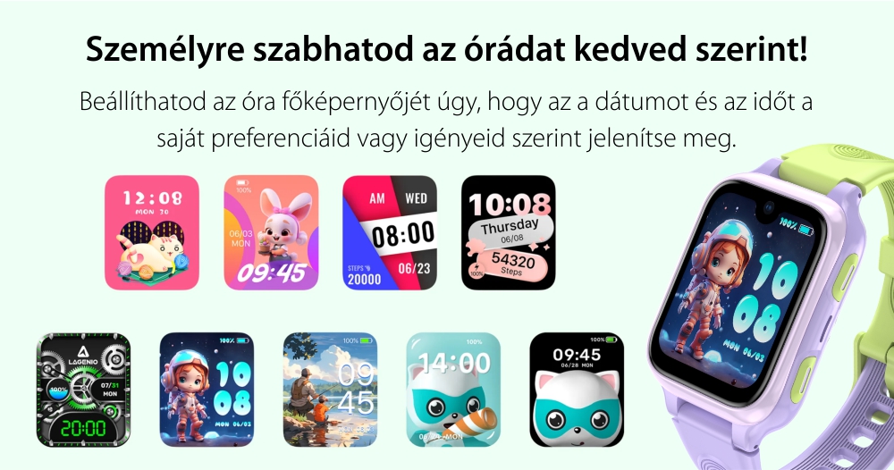 LAGENIO K9 Gyerek Okosóra, 2025-ös Modell, Prémium 4G, Telefonálási és Mesterséges Intelligencia Funkcióval, Vékony Kialakítás, GPS Helymeghatározás, Szülői Felügyelet, SOS Gomb, Kék Színben